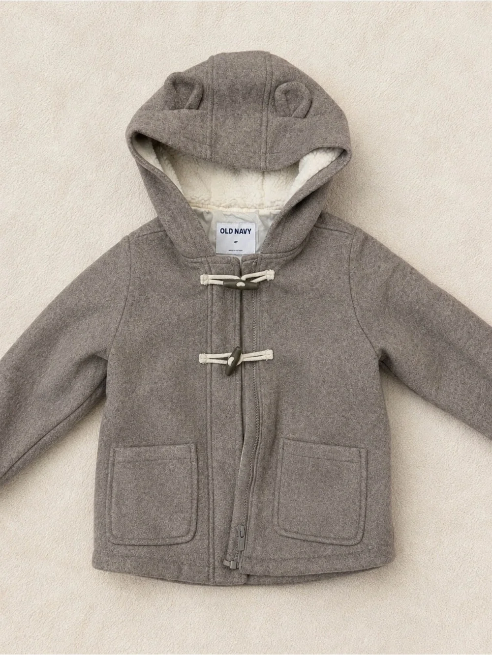Old Navy Kids' Hooded Pea Coat in Taupe